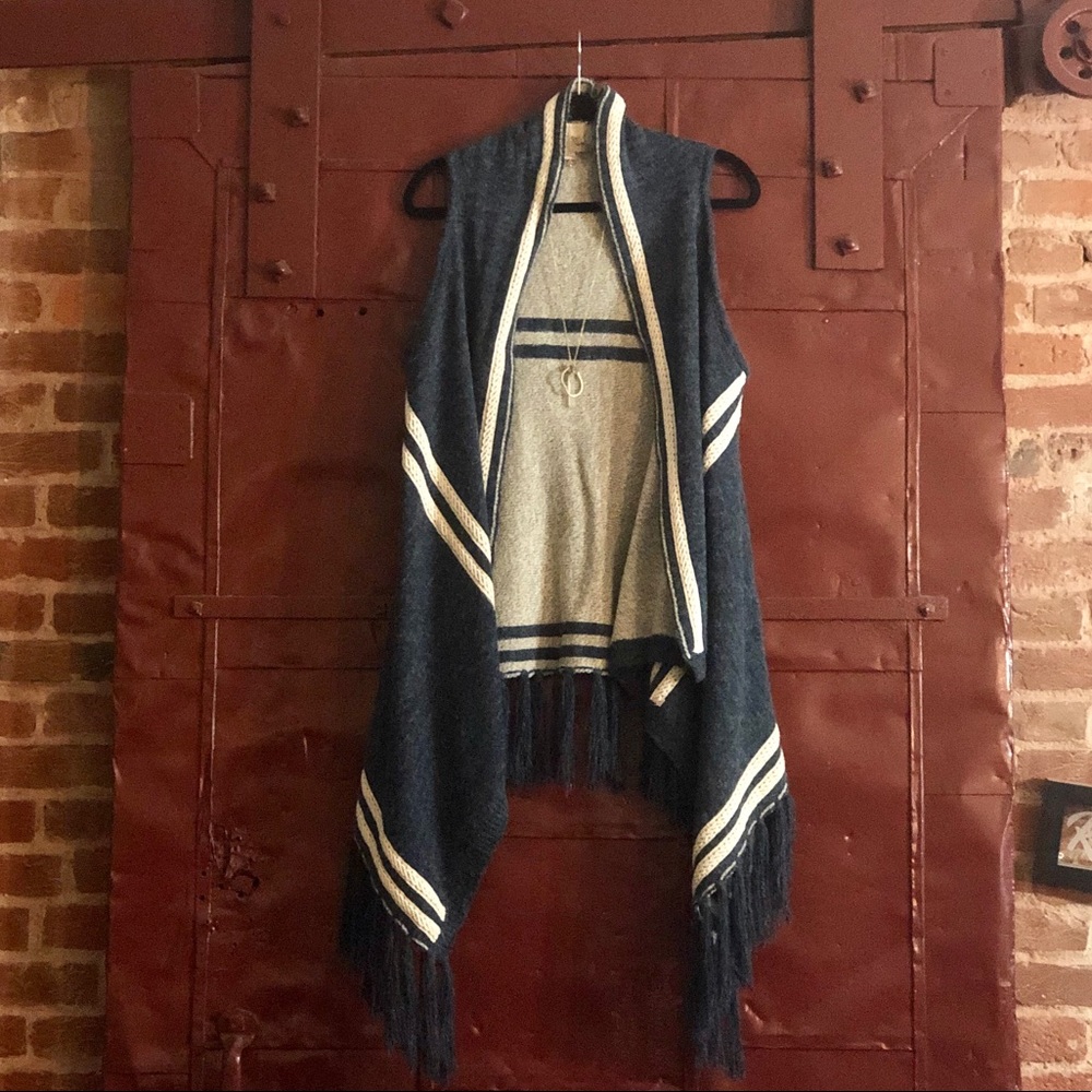 Navy Bohemian Knit Cardigan // Ethereal // Size M